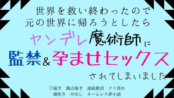 世界を救い終わったので元の世界に帰ろうとしたら、ヤンデレ魔術師に監禁&孕ませセックスされてしまいました [さくらんぼ茶] | DLsite がるまに