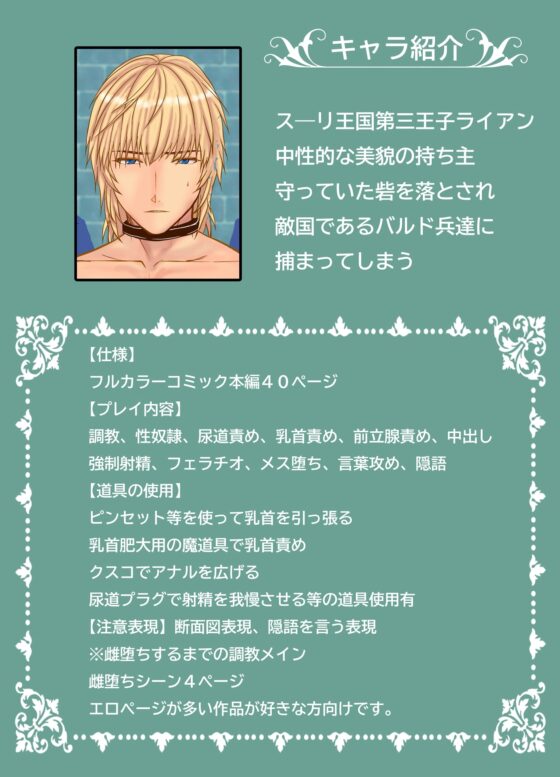 敵国兵に捕まった王子の末路～雌堕ちするまで続く性奴隷調教～ [エルドラド工房] | DLsite がるまに