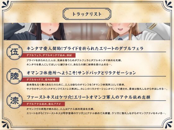 【たっぷり長編】敬礼！オマンコ軍人サクラとカレンの誇りある慰安任務活動♪【KU100】 [デュオナほ!] | DLsite 同人 - R18