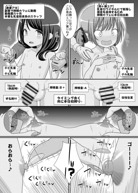 搾精成功!?チクビッチーズ!!～♂男の娘♀搾精カフェ潜入編～ [39亭] | DLsite 同人 - R18