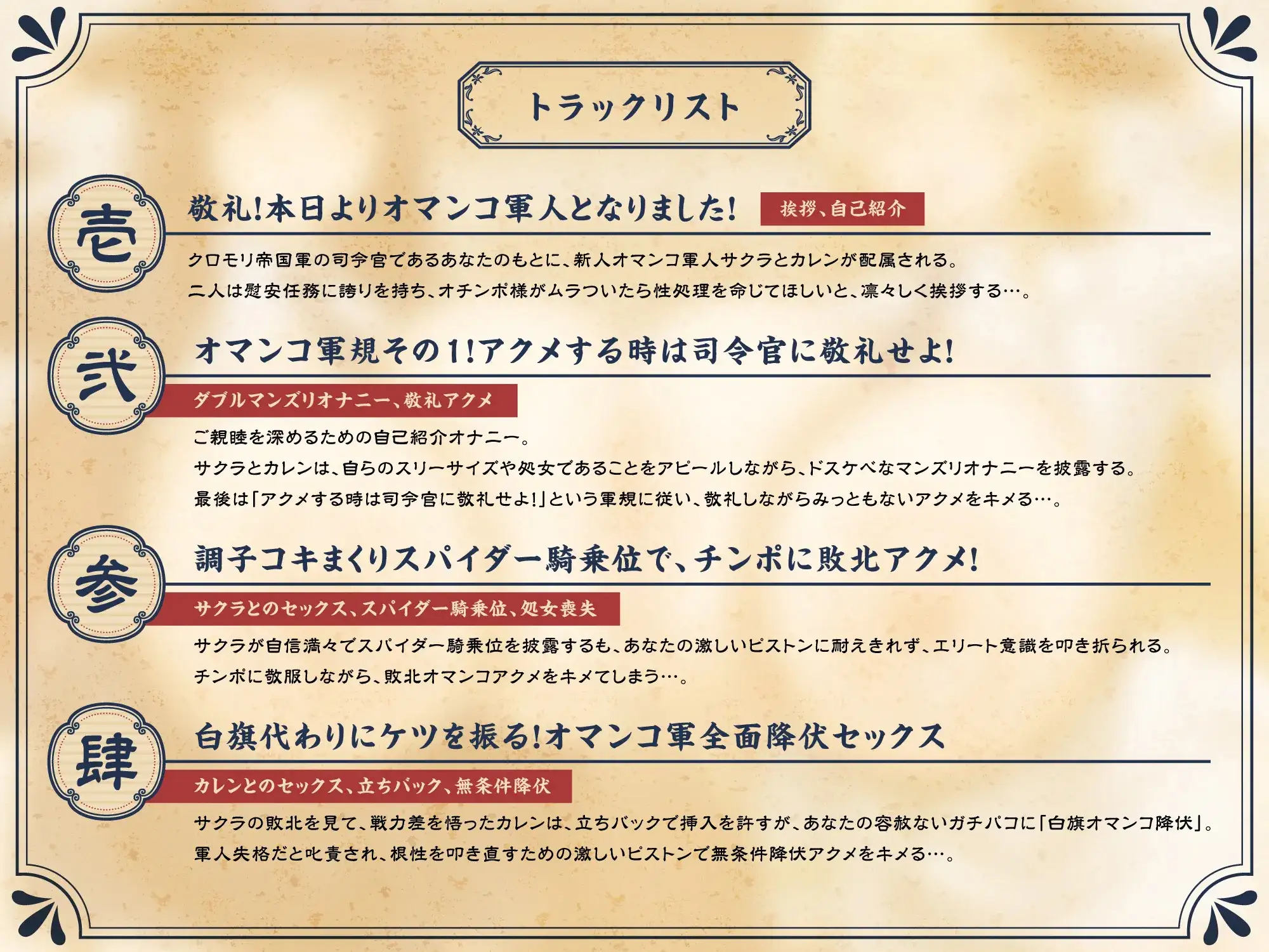 【たっぷり長編】敬礼！オマンコ軍人サクラとカレンの誇りある慰安任務活動♪【KU100】 [デュオナほ!] | DLsite 同人 - R18