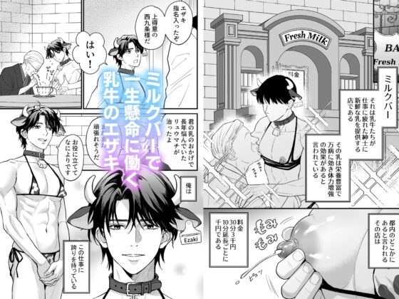 乳牛男子の乳しぼり